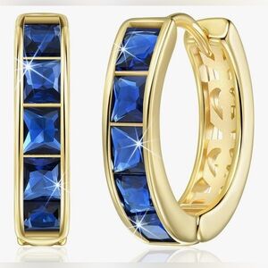 Gorgeous Neiman Marcus 14KT Dip Sapphire hoop earrings